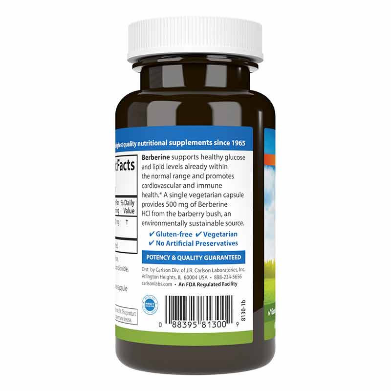 Berberine 500 Mg, 60 Veg Capsules, by Carlson Labs, image #3