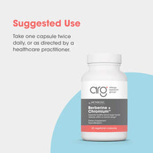 White bottle of Berberine + Chromium supplement by Allergy Research Group with gray and coral label, containing 60 vegetarian