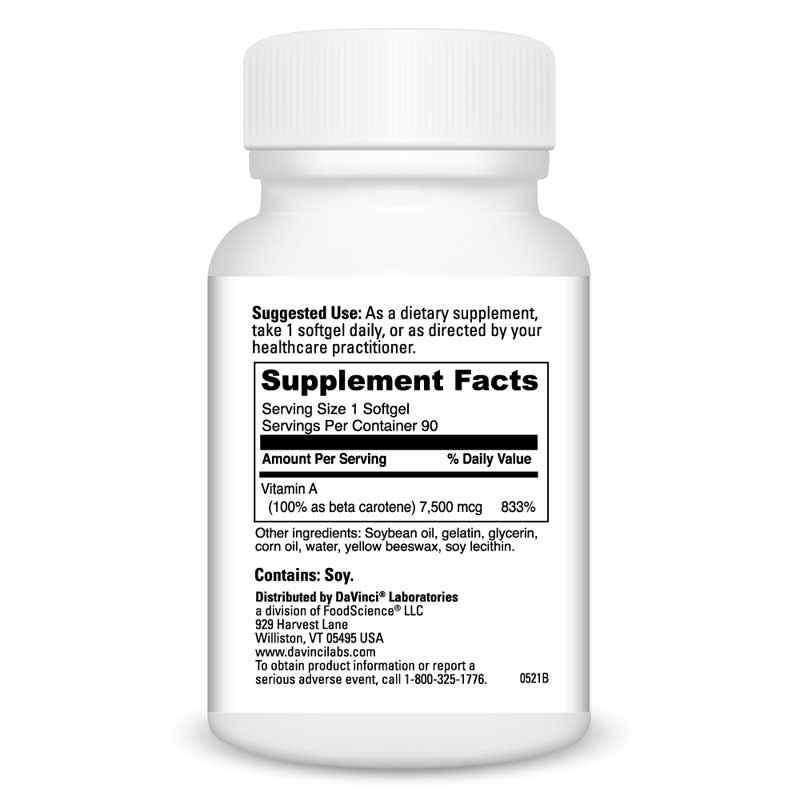 Beta Carotene 25000 IU, 90 Softgels, by DaVinci Labs, image #2