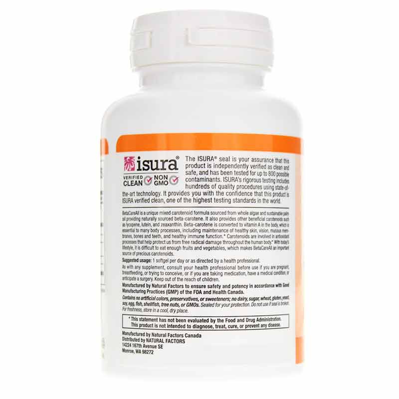 BetaCareAll Mixed Carotenoid Complex 25000 IU, by Natural Factors, image #3