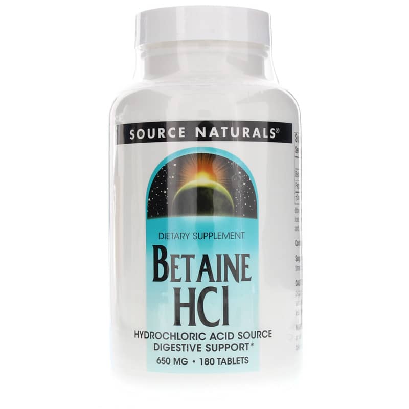Betaine HCl 650 Mg, 180 Tablets, by Source Naturals