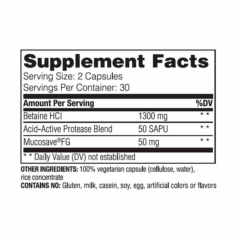 Betaine HCl Fast-Acting, 60 Capsules, by Enzymedica, image #2