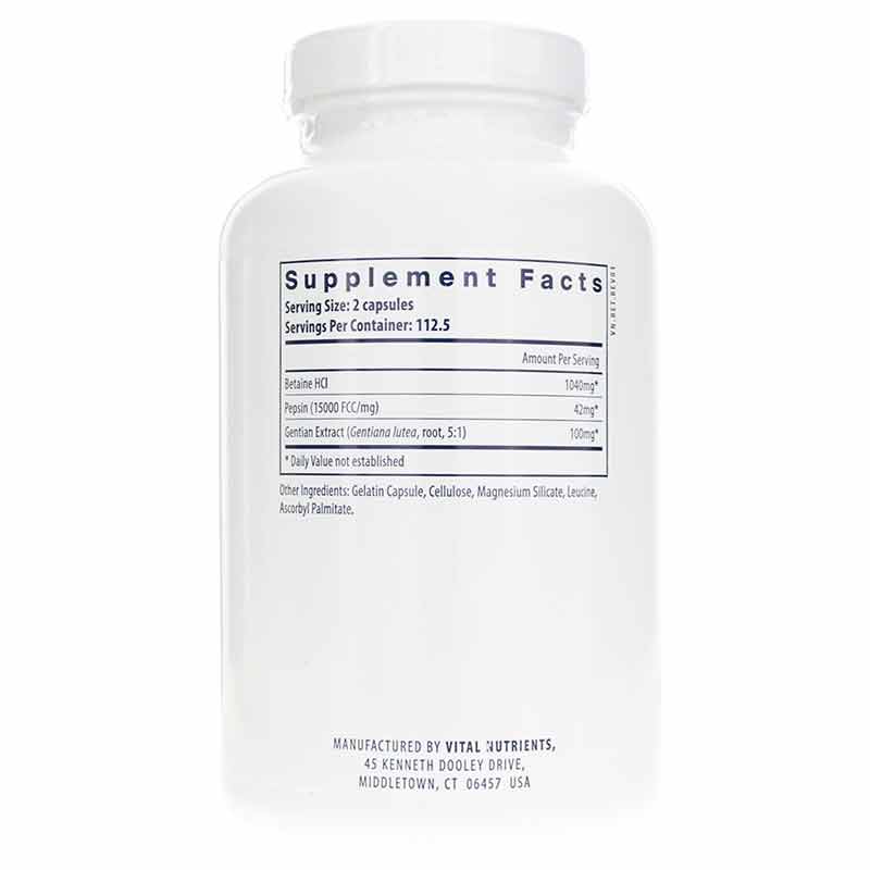 Betaine HCl Pepsin Gentian Root Extract, by Vital Nutrients, image #2