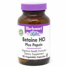 Betaine HCl Plus Pepsin, 90 Veg Capsules, by Bluebonnet