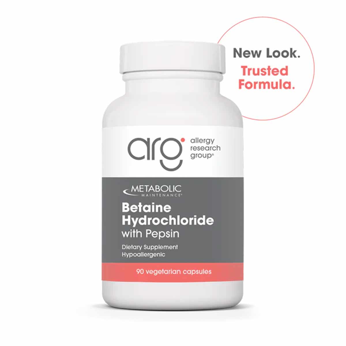 Betaine Hydrochloride with Pepsin, 90 Capsules, by Allergy Research Group