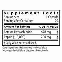 Betaine Hydrochloride with Pepsin, 90 Capsules, by Allergy Research Group