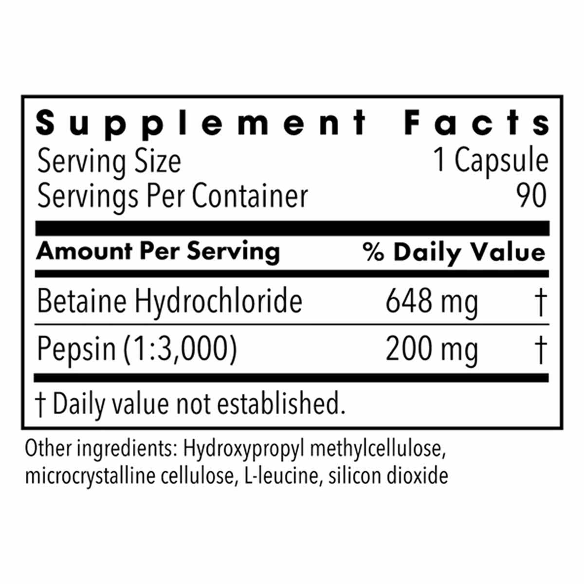 Betaine Hydrochloride with Pepsin, 90 Capsules, by Allergy Research Group