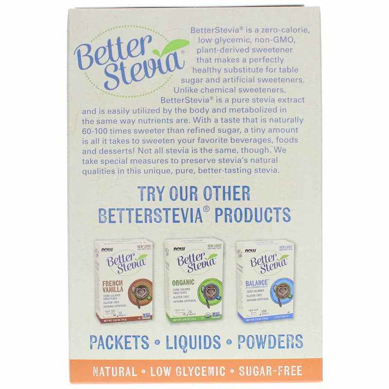 Better Stevia Sweetener Packets, Original, 100 Packets, by NOW Foods, image #3