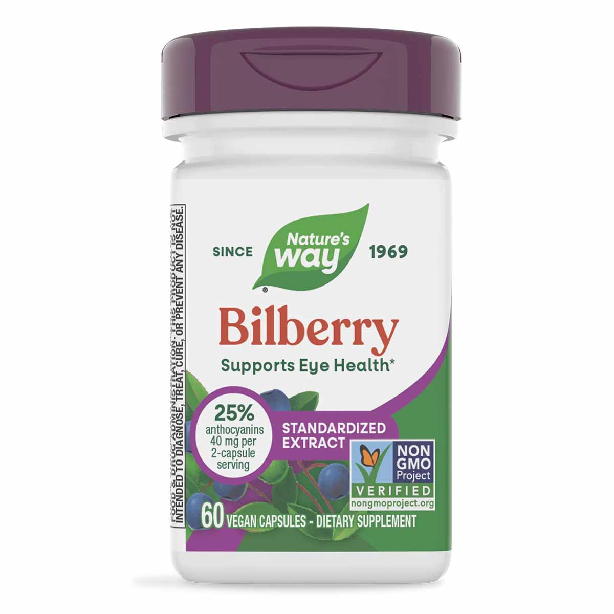 Bilberry Standardized Extract 25% Anthocyanins, by Natures Way