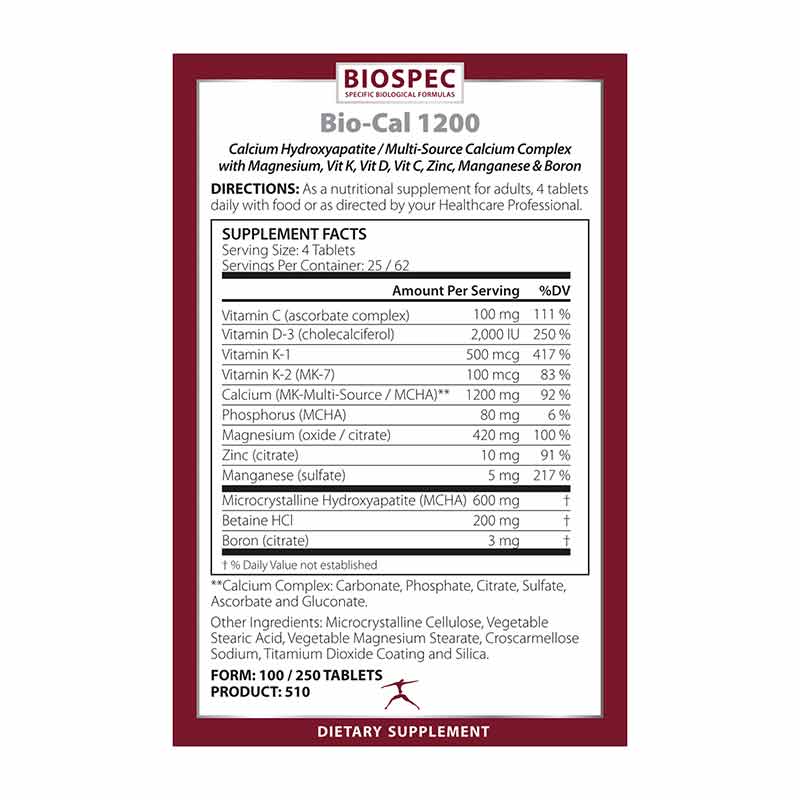 Bio-Cal 1200, 100 Tablets, by BioSpec, image #2