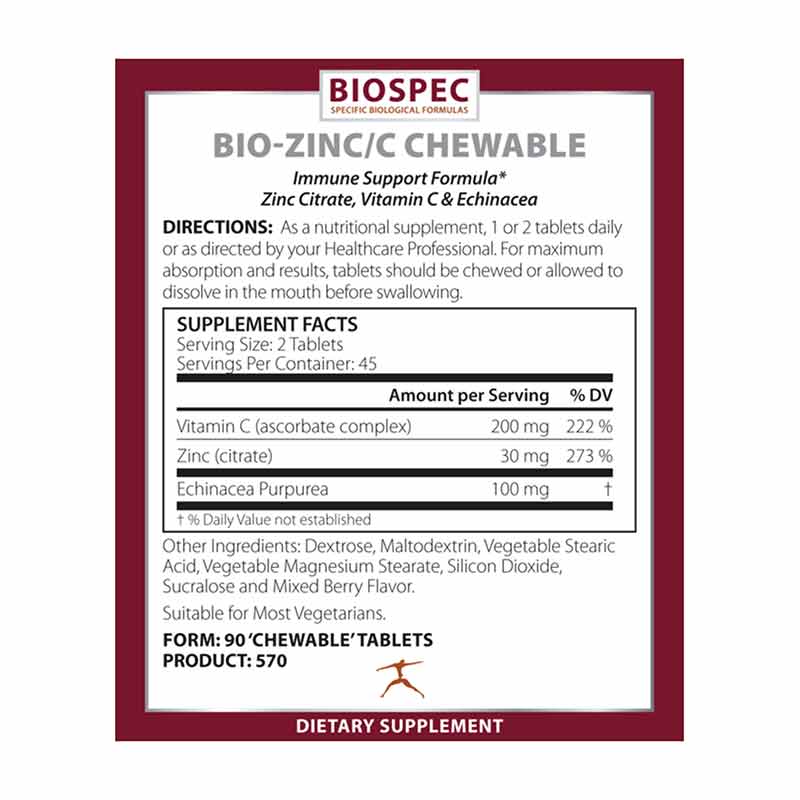 Bio-Zinc/C Chewable, by BioSpec, image #2