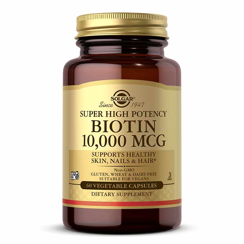 Biotin 10000 Mcg Super High Potency, 60 Veg Capsules, by Solgar