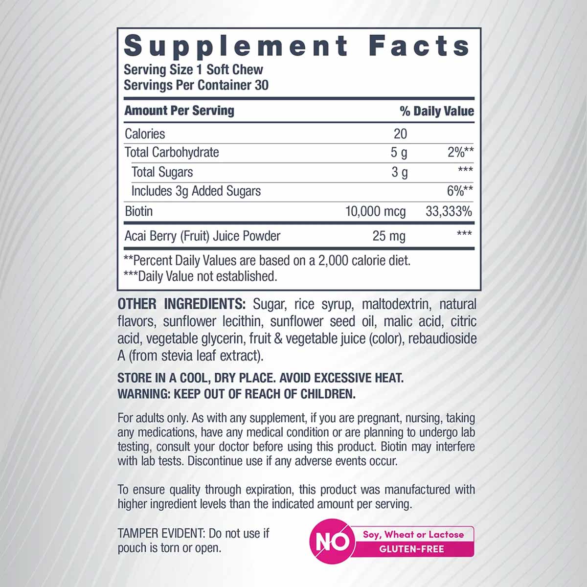 Biotin Beauty Soft Chews, Acai Berry, 30 Soft Chews, by NeoCell