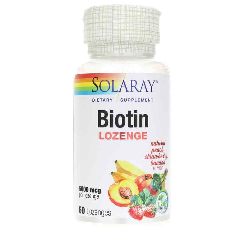 Biotin Lozenge 5000 Mcg Peach Strawberry Banana, by Solaray