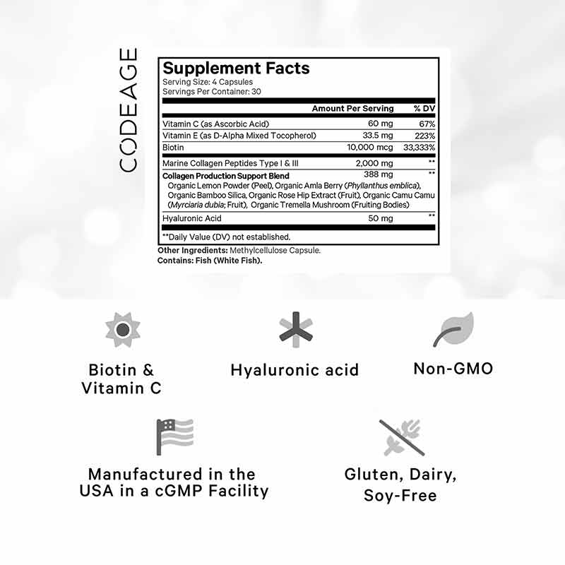 Biotin Marine Collagen, by Codeage, image #2