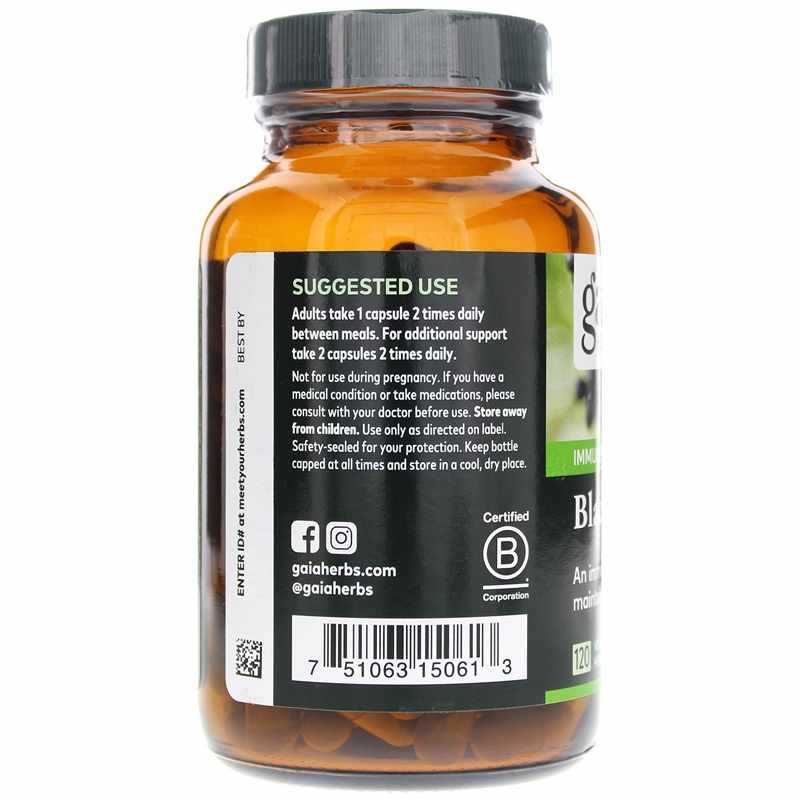 Black Elderberry, 120 Vegan Capsules, by Gaia Herbs, image #3
