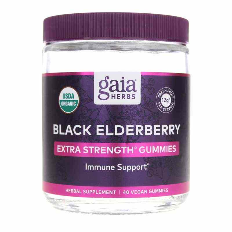 Black Elderberry Extra Strength Gummies, 40 Gummies, by Gaia Herbs