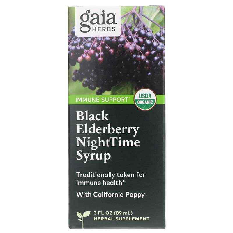 Black Elderberry NightTime Syrup, 3 Oz, by Gaia Herbs