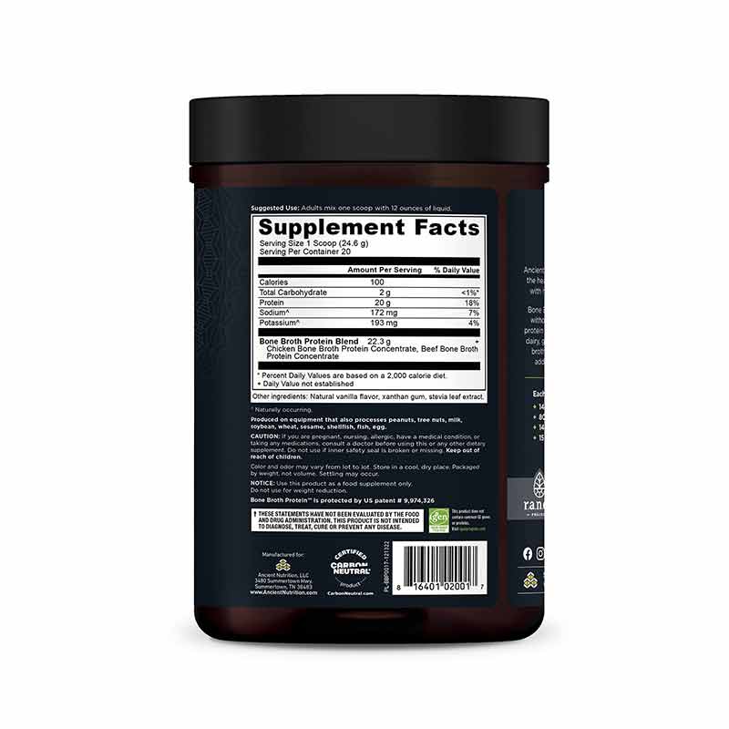 Bone Broth Protein, Vanilla, 17.4 Oz, by Ancient Nutrition, image #3