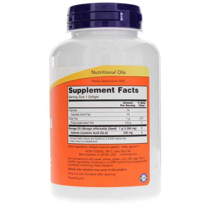 Borage Oil 1000 Mg, 120 Softgels, by NOW Foods, image #2