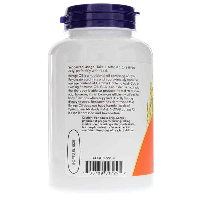 Borage Oil 1000 Mg, 120 Softgels, by NOW Foods, image #3