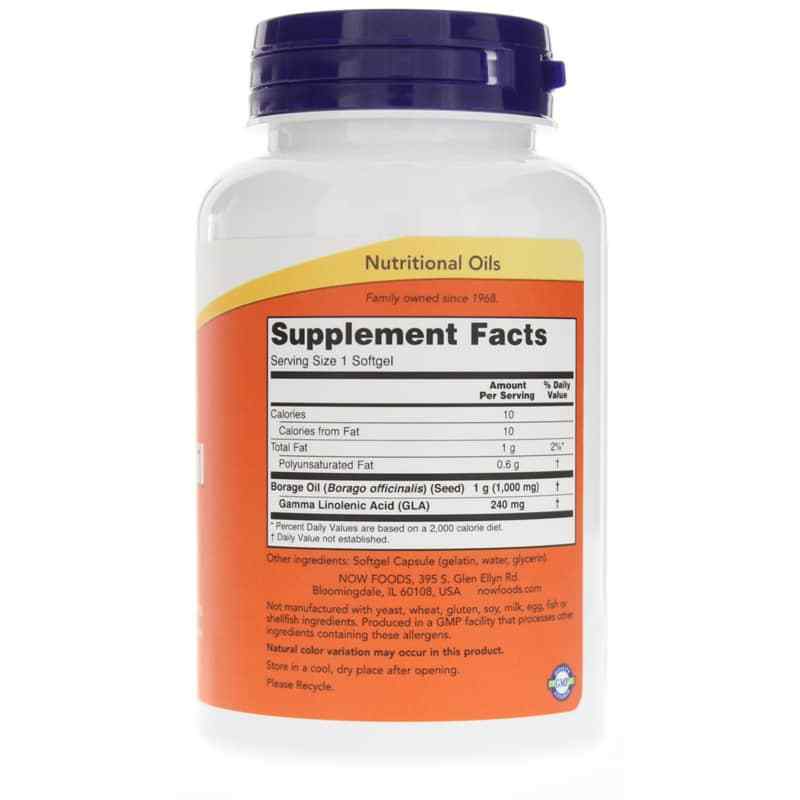 Borage Oil 1000 Mg, 60 Softgels, by NOW Foods, image #2