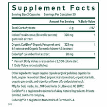 Supplement Facts label for Boswellia Joint Formula showing serving size, ingredient amounts, and daily values.