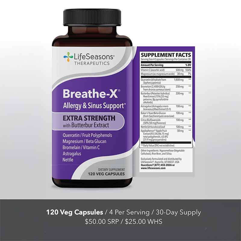 Breathe-X Extra Strength, 120 Veg Capsules, by LifeSeasons