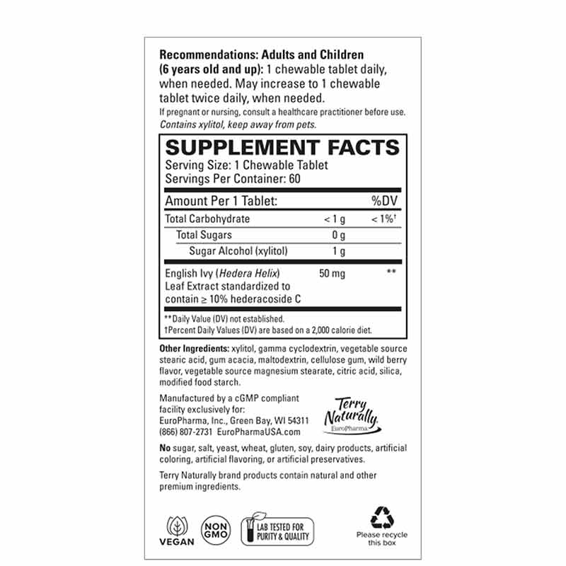 Bronchial Clear Chewable, 60 Chewable Tablets, by Terry Naturally, image #2