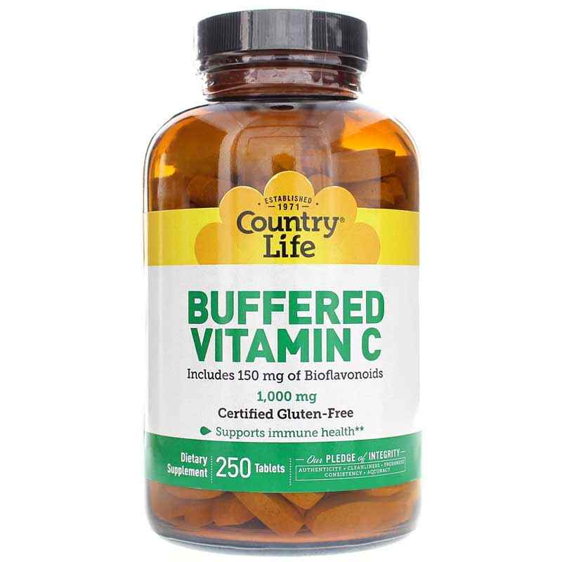 Buffered Vitamin C 1000 Mg, 250 Tablets, by Country Life