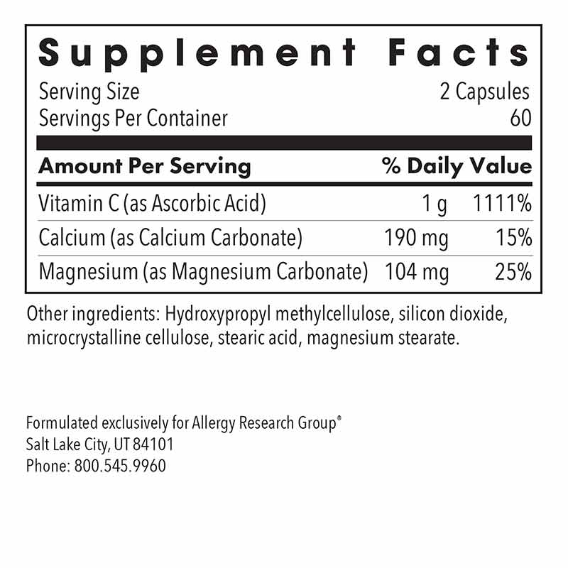 Buffered Vitamin C Capsules, by Allergy Research Group, image #3