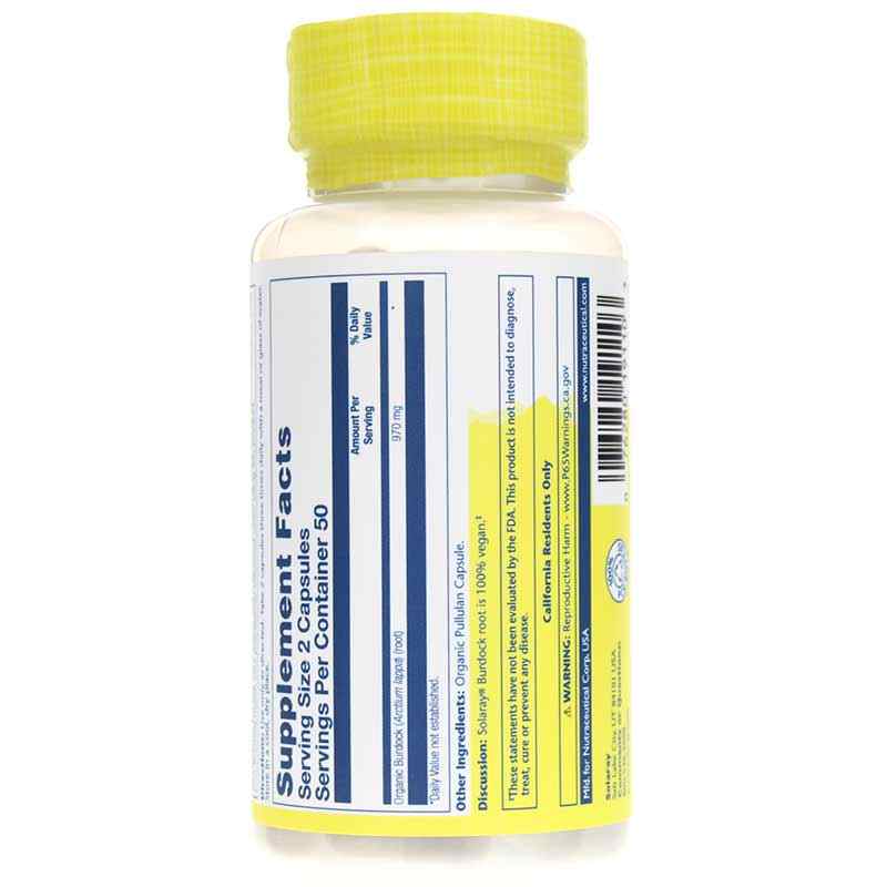 Burdock 485 Mg, Organically Grown Formula, by Solaray, image #3