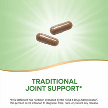 Two brown vegetable capsules on a green and white gradient background with product text below.