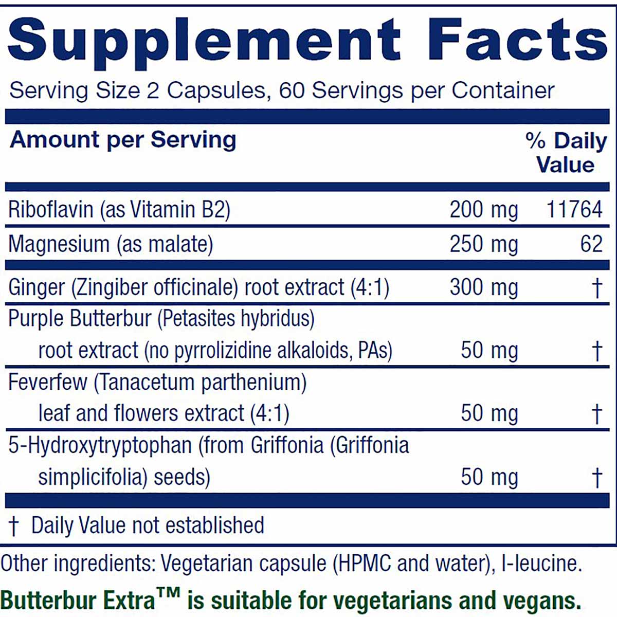 Butterbur Extra, 120 Veg Capsules, by Vitanica