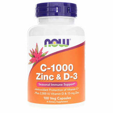 C-1000 Zinc & D-3, 100 Veg Capsules, by NOW Foods