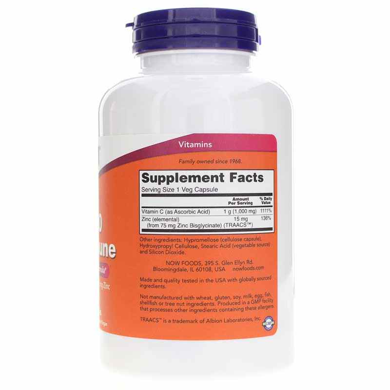 C-1000 Zinc Immune, 180 Veg Capsules, by NOW Foods, image #2