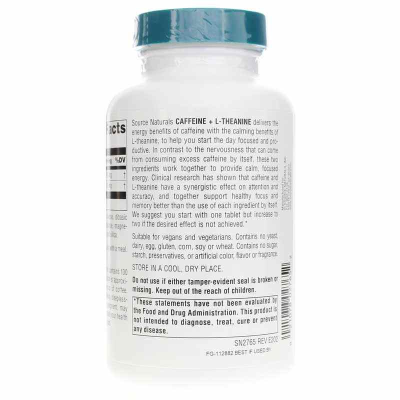 Caffeine + L-Theanine, 240 Tablets, by Source Naturals, image #3