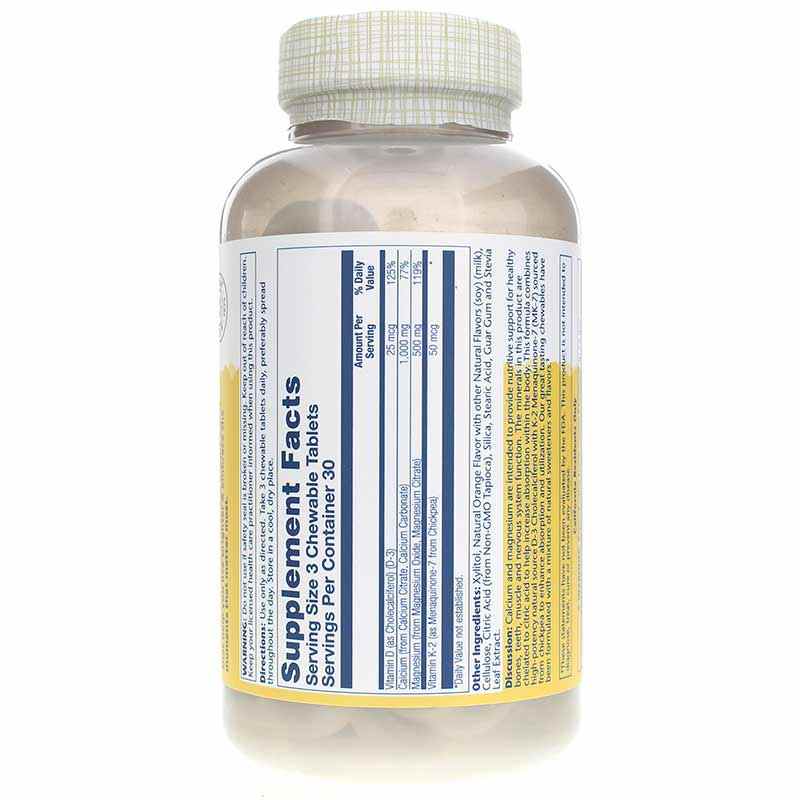 Cal-Mag Citrate Chewable 2:1 Ratio plus Vitamins D-3 & K-2 Orange, by Solaray, image #3
