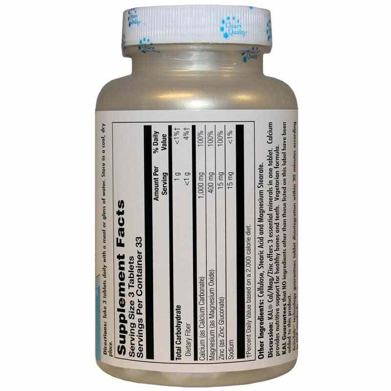 Cal/Mag/Zinc, 100 Tablets, by Kal, image #2