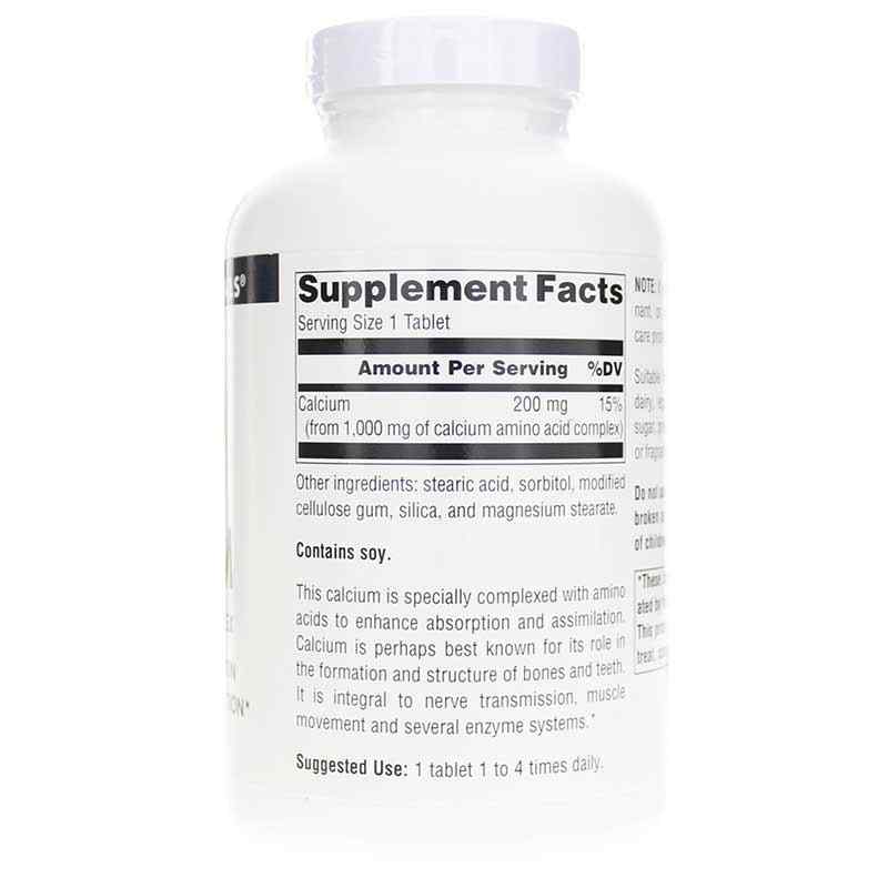 Calcium Amino Acid Complex, 250 Tablets, by Source Naturals, image #2