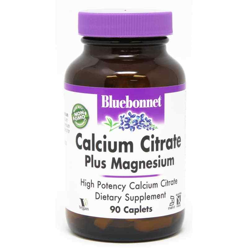 Calcium Citrate Plus Magnesium, 90 Caplets, by Bluebonnet