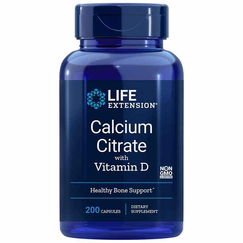 Calcium Citrate with Vitamin D, 200 Veg Capsules, by Life Extension