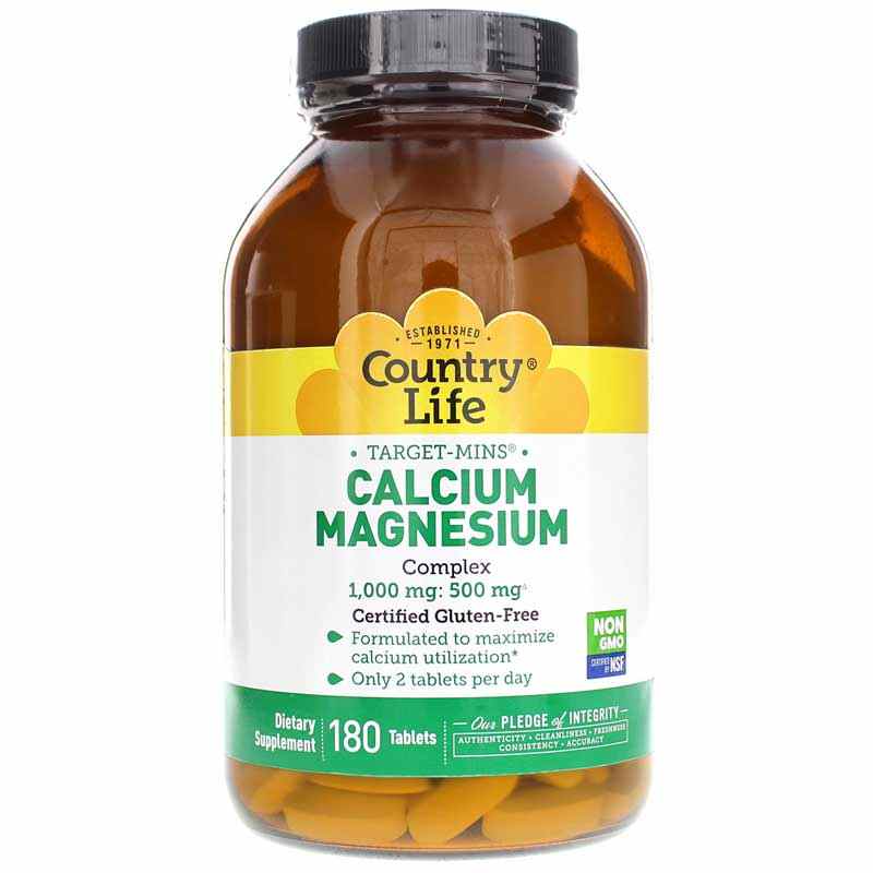 Calcium Magnesium Complex 1000 Mg:500 Mg, 180 Tablets, by Country Life