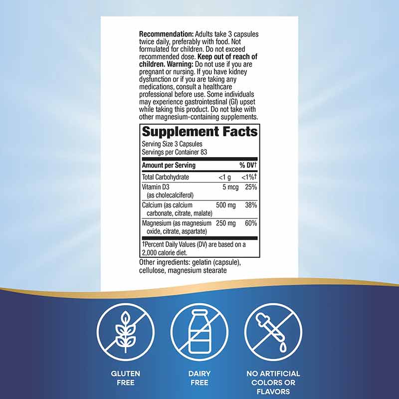 Calcium & Magnesium Mineral Complex, 250 Capsules, by Natures Way, image #3