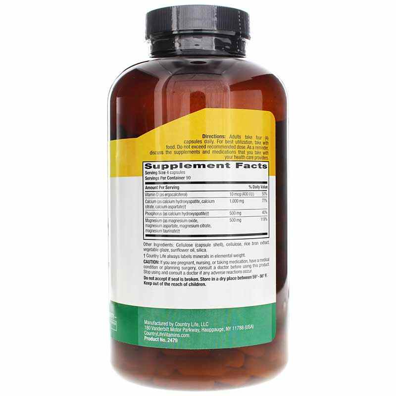 Calcium Magnesium with Vitamin D Complex, 360 Vegan Capsules, by Country Life, image #2
