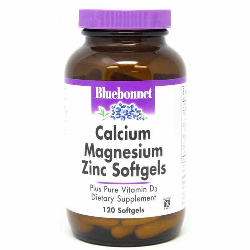 Calcium Magnesium Zinc Softgels, 120 Softgels, by Bluebonnet