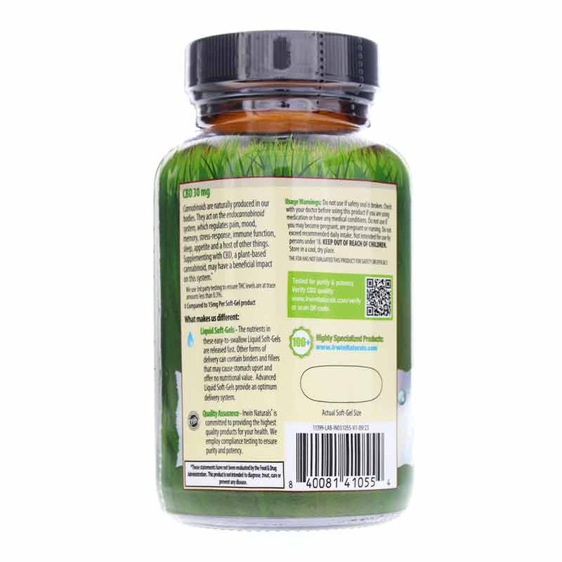 CBD 30 Mg, 15 Liquid Softgels, by Irwin Naturals, image #3