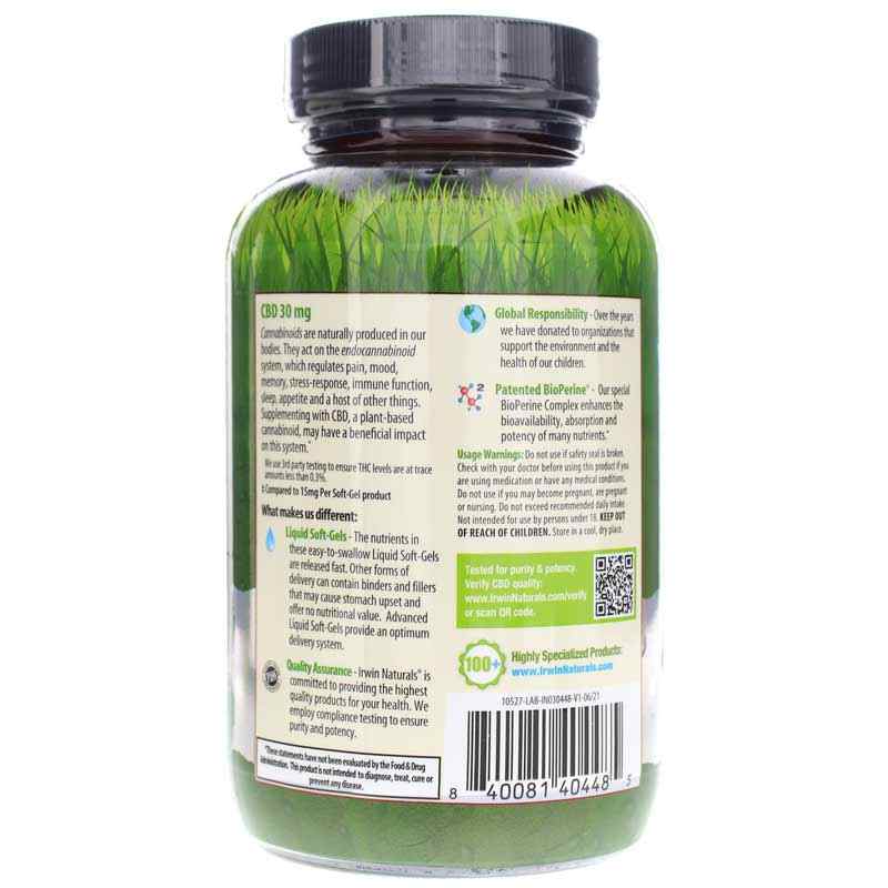 CBD 30 Mg, 90 Liquid Softgels, by Irwin Naturals, image #3