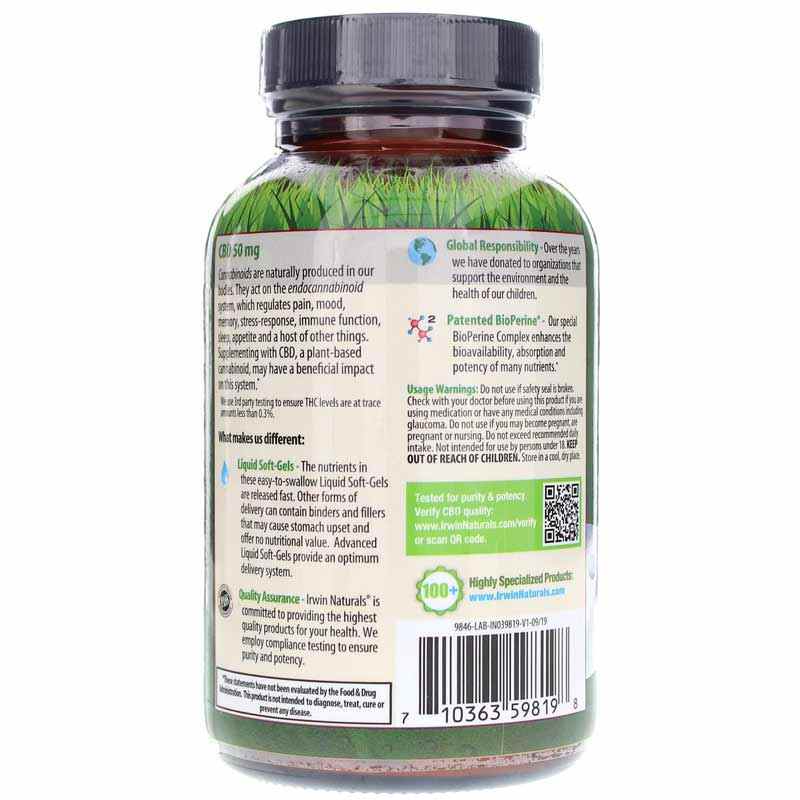 CBD 50 Mg, 60 Liquid Softgels, by Irwin Naturals, image #3