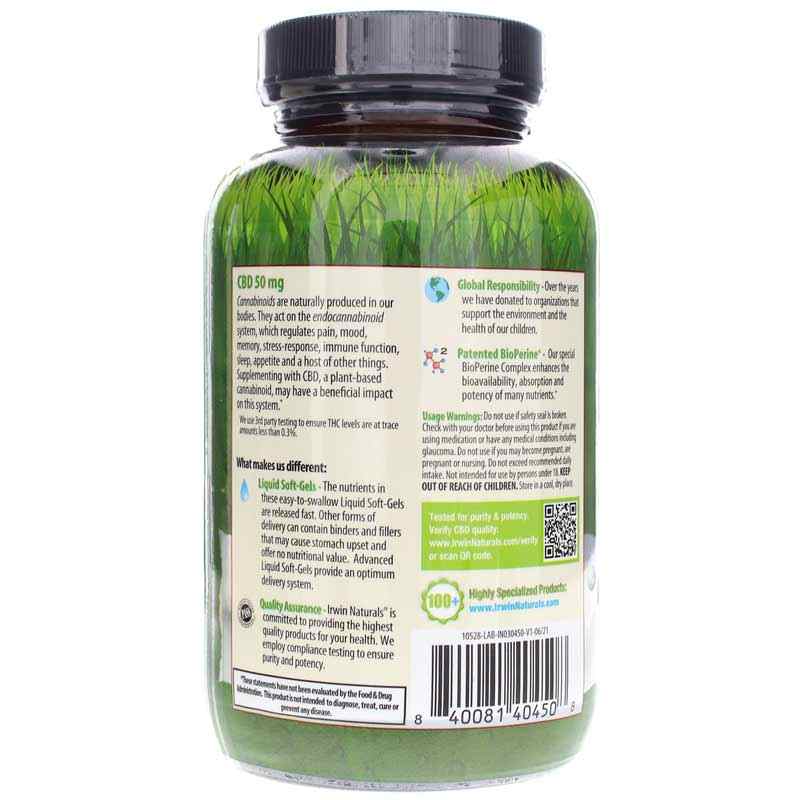 CBD 50 Mg, 90 Liquid Softgels, by Irwin Naturals, image #3